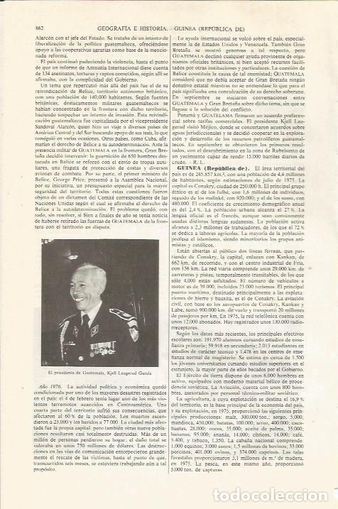 Otros art&iacute;culos de coleccionismo en papel: LAMINA ESPASA 36118: El presidente de Guatemala, Kjeil Laugerud Garcia - Varios