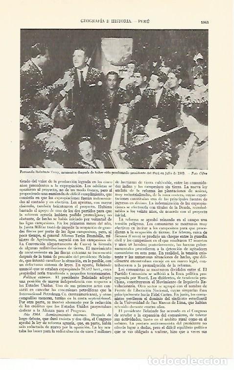 Otros art&iacute;culos de coleccionismo en papel: LAMINA ESPASA 29441: Fernando Belaunde Terry presidente de Peru - Varios