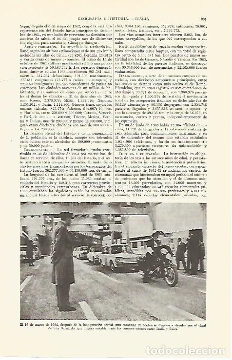 Otros art&iacute;culos de coleccionismo en papel: LAMINA ESPASA 29416: Tunel de San Bernardo Italia - Varios