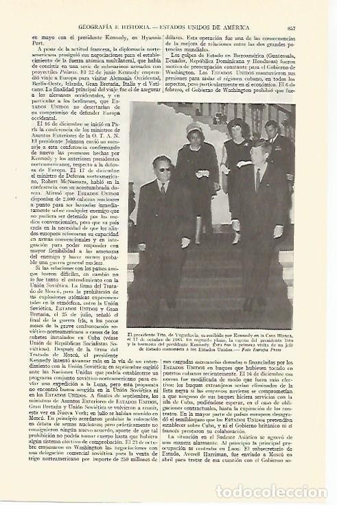 Otros art&iacute;culos de coleccionismo en papel: LAMINA ESPASA 29375: El presidente Tito con Keneddy en la Casa Blanca 1963 - Varios