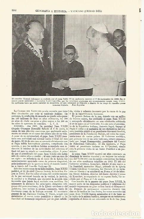 Otros art&iacute;culos de coleccionismo en papel: LAMINA ESPASA 29461: K. Adenauer con el papa Pablo VI - Varios