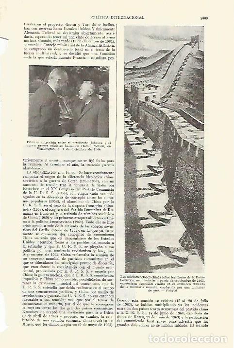 Otros art&iacute;culos de coleccionismo en papel: LAMINA ESPASA 29478: El presidente Johnson y H. Wilson en Washington en 1964 - Varios