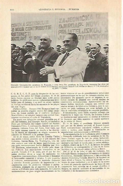 Otros art&iacute;culos de coleccionismo en papel: LAMINA ESPASA 29448: G. Gheorghiu-Dej presidente de Rumania y Tito presidente de Yugoslavia - Varios