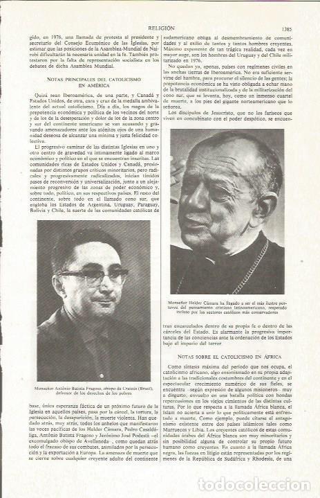 Otros art&iacute;culos de coleccionismo en papel: LAMINA ESPASA 36231: Monse&ntilde;or Antonio Batista Fragoso y monse&ntilde;or Hedder Camara - Varios