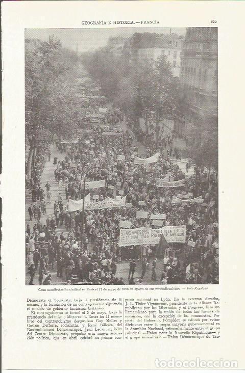 Otros art&iacute;culos de coleccionismo en papel: LAMINA ESPASA 35851: Manifestacion sindical en Paris el 17 de mayo de 1966 - Varios
