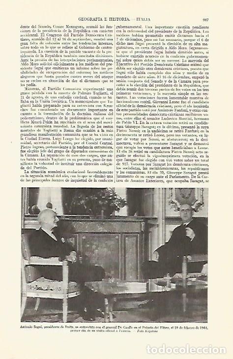 Otros art&iacute;culos de coleccionismo en papel: LAMINA ESPASA 29418: Antonio Segni y De Gaulle en Paris en 1964 - Varios