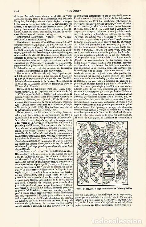 Otros art&iacute;culos de coleccionismo en papel: LAMINA ESPASA 29513: Escudo de armas de Gonzalo Hernandez de Oviedo - Varios