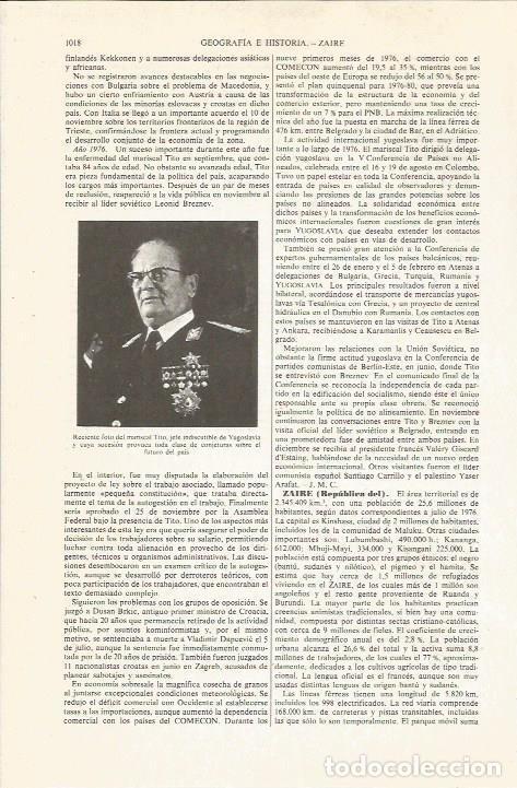 Otros art&iacute;culos de coleccionismo en papel: LAMINA ESPASA 36169: El mariscal Tito de Yugoslavia - Varios
