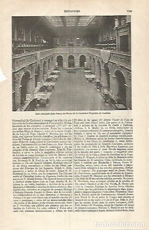 Otros art&iacute;culos de coleccionismo en papel: LAMINA ESPASA 29561: Sala del Museo de la Sociedad Hispanica de America - Varios