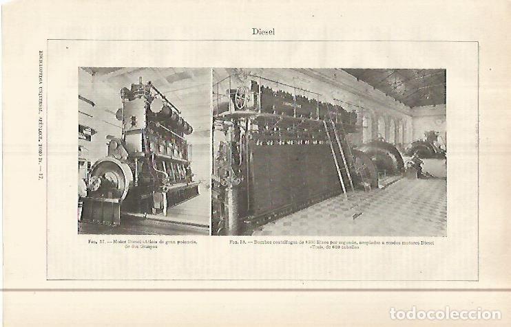 Otros art&iacute;culos de coleccionismo en papel: LAMINA ESPASA 29586: Motor diesel Atlas y bombas con motor Tosi - Varios
