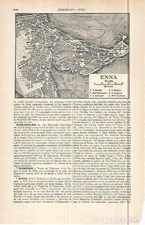 Otros art&iacute;culos de coleccionismo en papel: LAMINA ESPASA 29652: Plano de Enna Italia - Varios