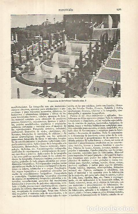 Otros art&iacute;culos de coleccionismo en papel: LAMINA ESPASA 29697: Cascada de la Exposicion de Barcelona - Varios