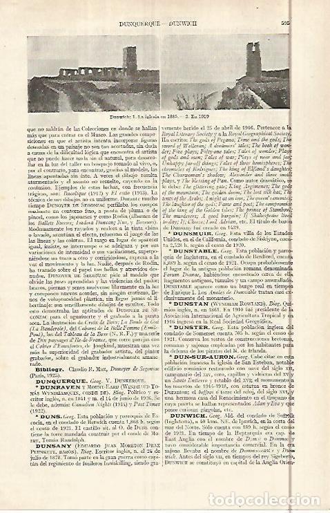 Otros art&iacute;culos de coleccionismo en papel: LAMINA ESPASA 29615: Iglesia de Dunwich en 1885 y 1919 - Varios