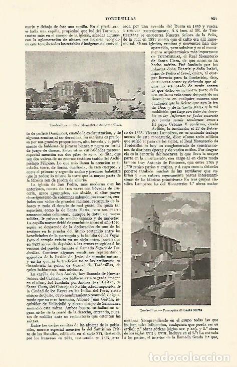 Otros art&iacute;culos de coleccionismo en papel: LAMINA ESPASA 1316: Vistas de Tordesillas Valladolid - Varios Autores