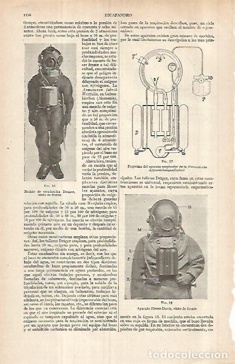 Otros art&iacute;culos de coleccionismo en papel: LAMINA ESPASA 29662: Modelo de escafandra Drager - Varios