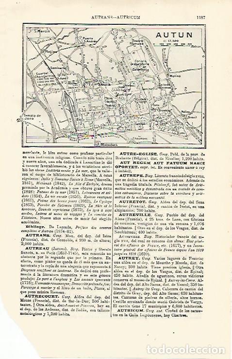 Otros art&iacute;culos de coleccionismo en papel: LAMINA ESPASA 13016: Plano de Autun Francia - Varios