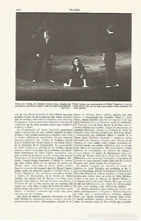 Collectionnisme Papier divers: LAMINA ESPASA 13492: Escena de Yerma con Nuria Espert - Varios