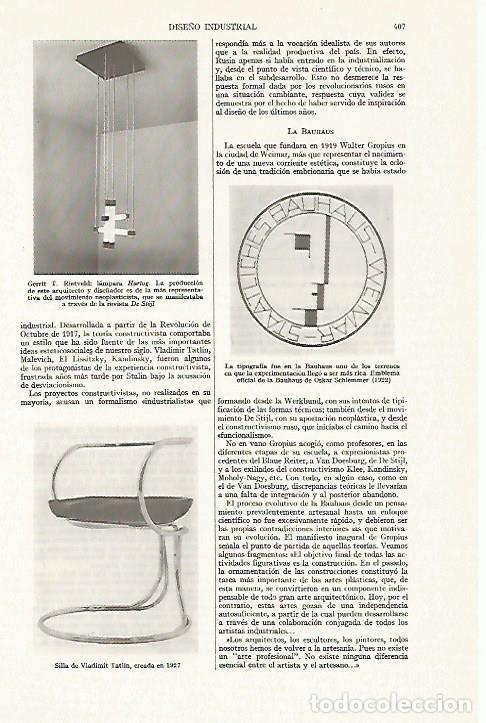 Otros art&iacute;culos de coleccionismo en papel: LAMINA ESPASA 13360: Lampara Hartog y silla Tatlin de 1927 - Varios