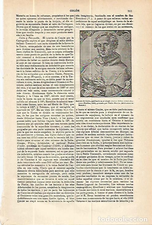 Otros art&iacute;culos de coleccionismo en papel: LAMINA ESPASA 13926: Retrato de Colon publicado en 1596 - Varios