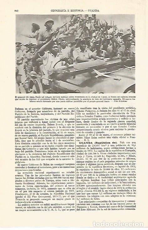 Otros art&iacute;culos de coleccionismo en papel: LAMINA ESPASA 13452: General Idi Amin Dada de Uganda - Varios