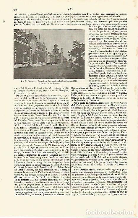 Otros art&iacute;culos de coleccionismo en papel: LAMINA ESPASA 13643: Exposicin internacional de 1922 en Rio de Janeiro - Varios