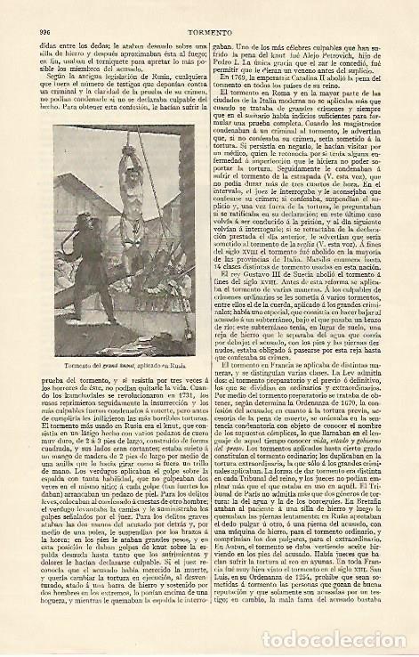 Otros art&iacute;culos de coleccionismo en papel: LAMINA ESPASA 1319: Tormento del grand knoud aplicado en Rusia - Varios Autores