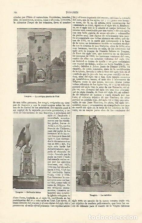 Otros art&iacute;culos de coleccionismo en papel: LAMINA ESPASA 1305: Vistas de Tongres Belgica - Varios Autores