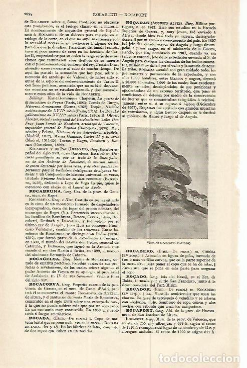 Otros art&iacute;culos de coleccionismo en papel: LAMINA ESPASA 13707: Vista de Rocacorva Girona - Varios