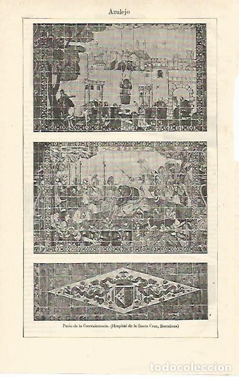 Otros art&iacute;culos de coleccionismo en papel: LAMINA ESPASA 13079: Azulejos del Patio de la Convalecencia del Hospital de Santa Creu en Barcelona