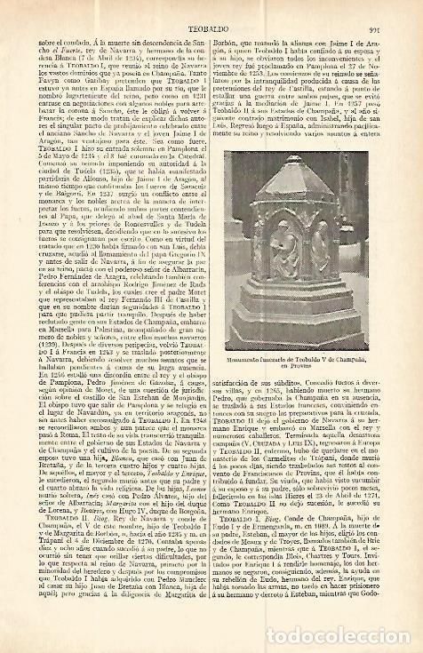 Otros art&iacute;culos de coleccionismo en papel: LAMINA ESPASA 13830: Monumento funerario de Teobaldo V de Champagne - Varios