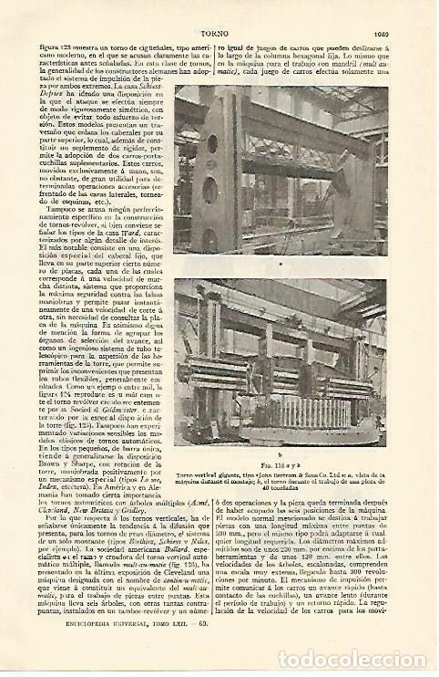 Otros art&iacute;culos de coleccionismo en papel: LAMINA ESPASA 1336: Torno john Bertram & Sons Co. Ltd. - Varios Autores
