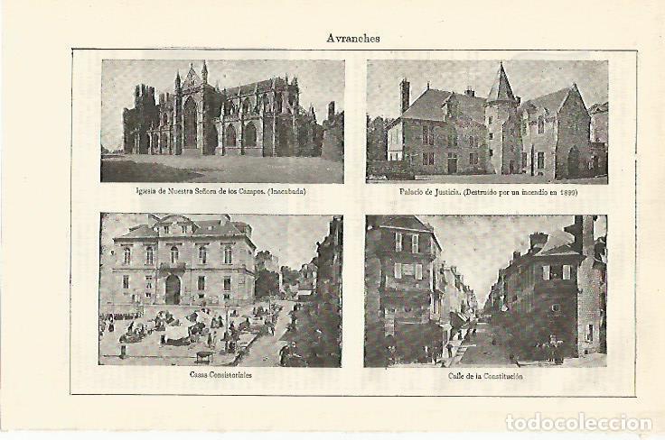 Otros art&iacute;culos de coleccionismo en papel: LAMINA ESPASA 13056: Vistas de Avranches Francia - Varios