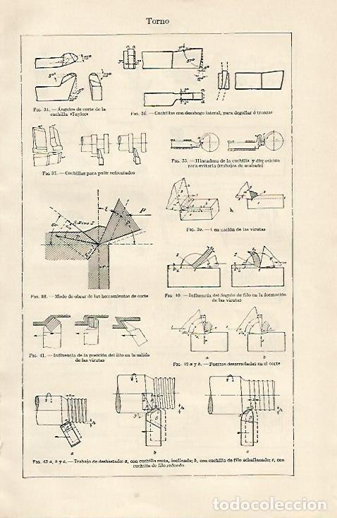 Otros art&iacute;culos de coleccionismo en papel: LAMINA ESPASA 1332: Tipos de torno - Varios Autores