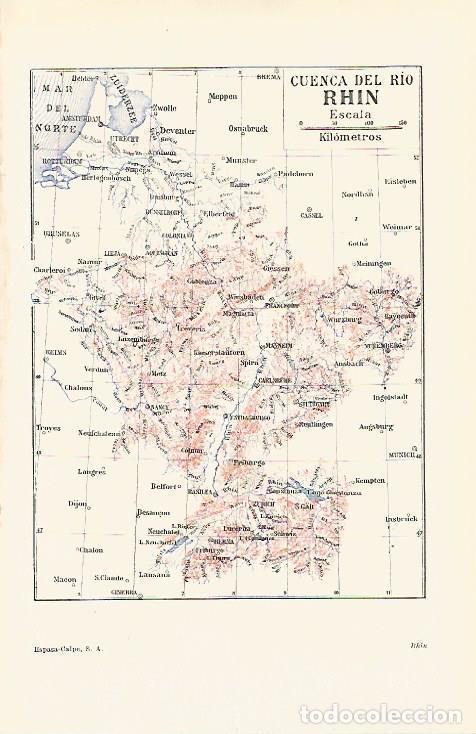 Otros art&iacute;culos de coleccionismo en papel: LAMINA ESPASA 13573: Mapa de la cuenca del rio Rhin - Varios