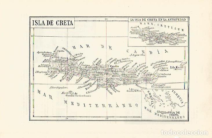 Otros art&iacute;culos de coleccionismo en papel: LAMINA ESPASA 29722: Mapa de la isla de Creta Grecia - Varios
