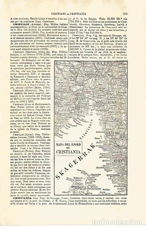 Otros art&iacute;culos de coleccionismo en papel: LAMINA ESPASA 29742: Mapa del fiordo de Cristiania Noruega - Varios