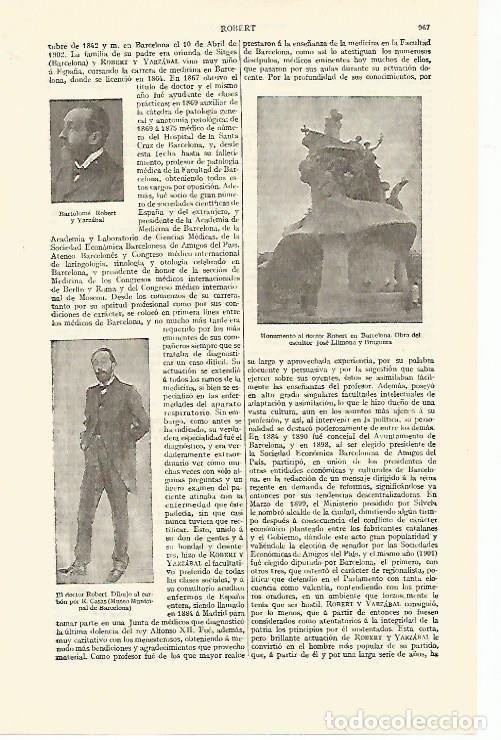 Otros art&iacute;culos de coleccionismo en papel: LAMINA ESPASA 13688: Monumento al doctor Robert en Barcelona - Varios