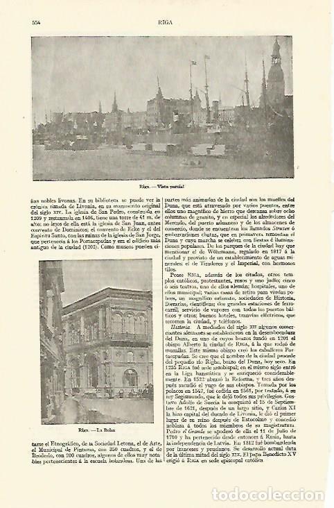 Otros art&iacute;culos de coleccionismo en papel: LAMINA ESPASA 13628: Vistas de Riga Letonia - Varios
