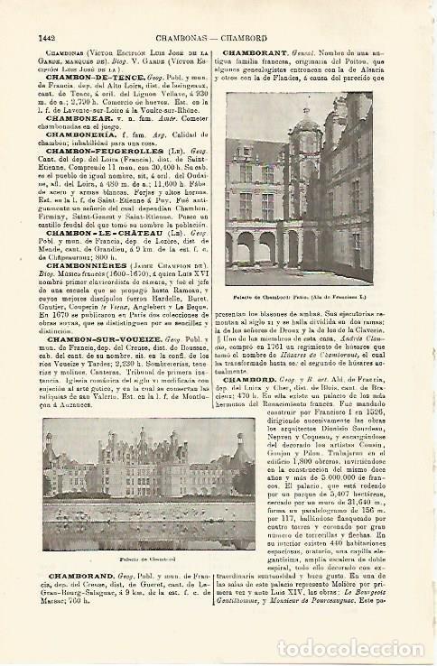 Otros art&iacute;culos de coleccionismo en papel: LAMINA ESPASA 29909: Palacio de Chambord Francia - Varios