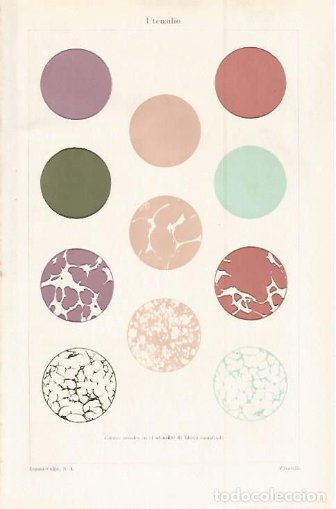 Otros art&iacute;culos de coleccionismo en papel: LAMINA ESPASA 29946: Colores usuales para el hierro esmaltado - Varios