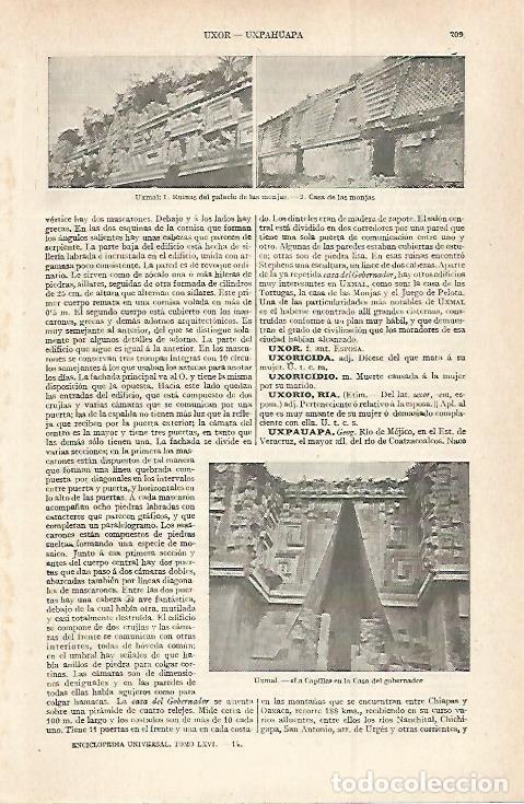 Otros art&iacute;culos de coleccionismo en papel: LAMINA ESPASA 29963: Ruinas del palacio y Casa de las Monjas en Uxmal Mexico - Varios