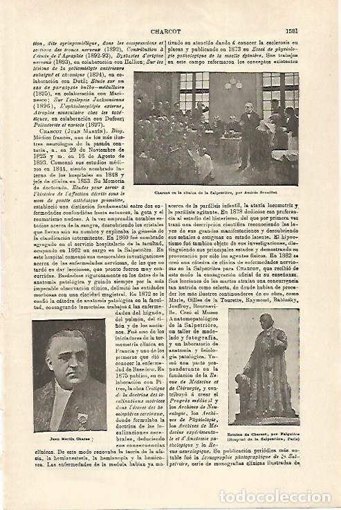 Otros art&iacute;culos de coleccionismo en papel: LAMINA ESPASA 29932: J. M. Charcot - Varios