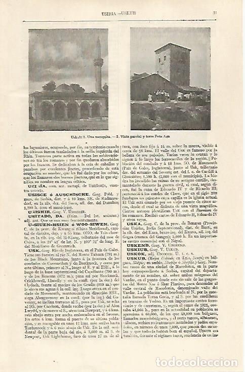 Otros art&iacute;culos de coleccionismo en papel: LAMINA ESPASA 29937: Mezquita y torre de Uskub Bulgaria - Varios