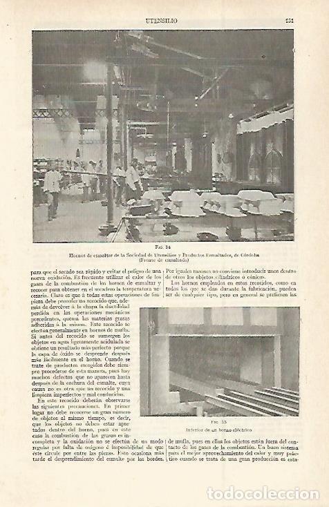 Otros art&iacute;culos de coleccionismo en papel: LAMINA ESPASA 29948: Horno de la Sociedad de Utensilios y Productos Esmaltados de Cordoba - Varios