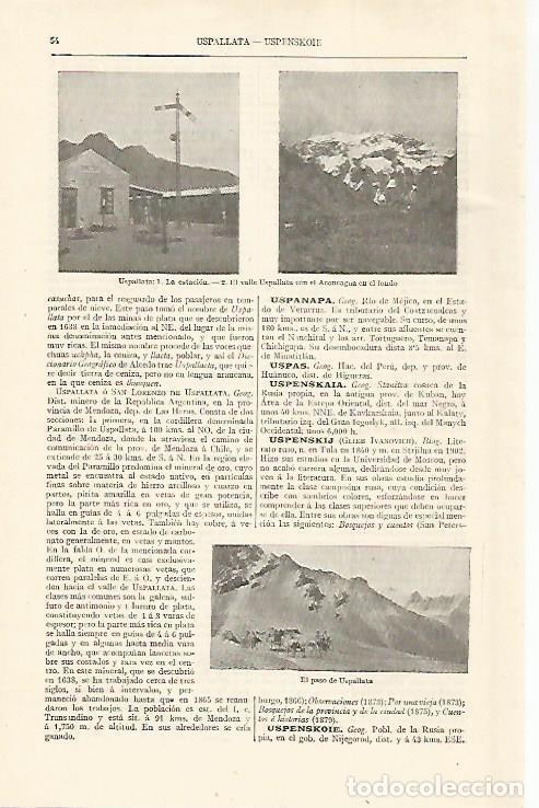 Otros art&iacute;culos de coleccionismo en papel: LAMINA ESPASA 29939: Estacion y valle en Uspallata Argentina - Varios