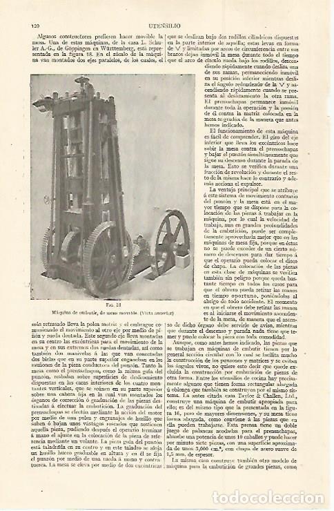 Otros art&iacute;culos de coleccionismo en papel: LAMINA ESPASA 29945: Maquina de embutir de mesa movible - Varios
