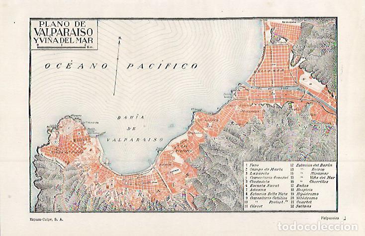 Otros art&iacute;culos de coleccionismo en papel: LAMINA ESPASA 30060: Plano de Valparaiso Chile - Varios