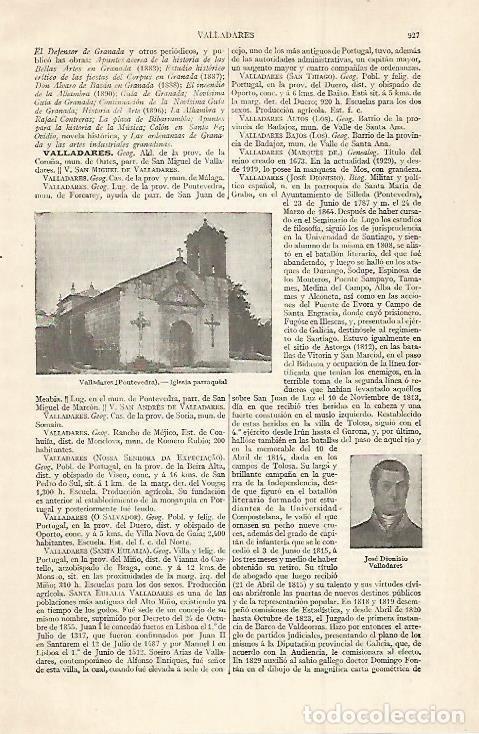 Otros art&iacute;culos de coleccionismo en papel: LAMINA ESPASA 30080: Iglesia de Valladares Pontevedra - Varios