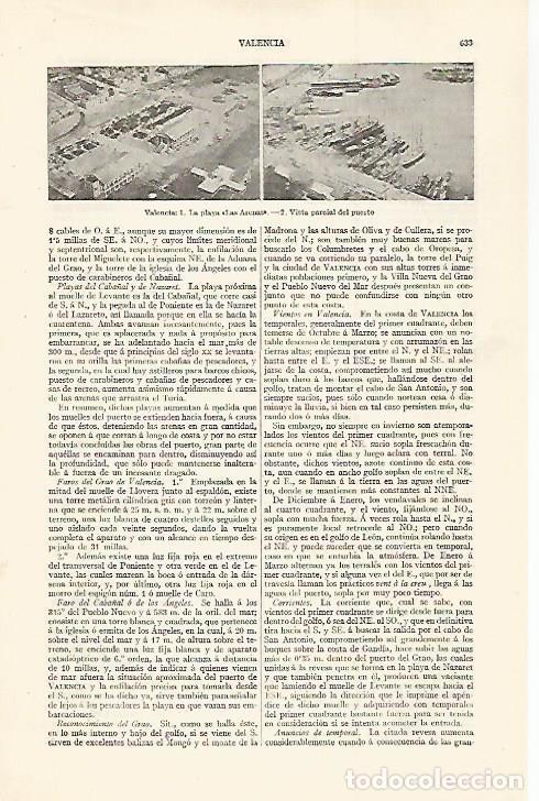 Otros art&iacute;culos de coleccionismo en papel: LAMINA ESPASA 30035: Playa de Las Arenas y puerto de Valencia - Varios