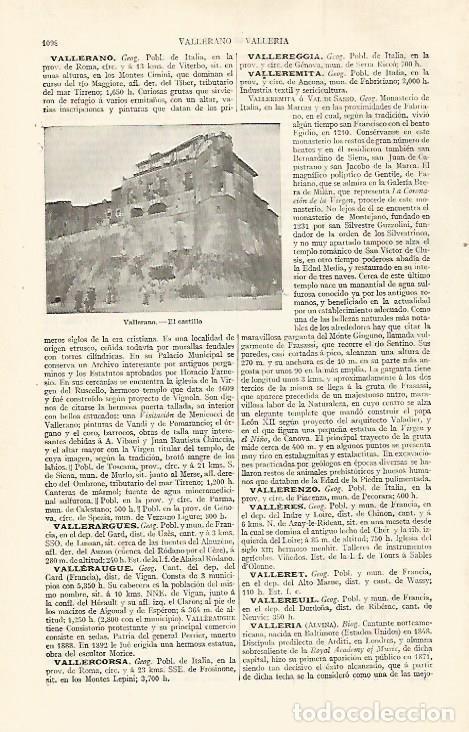 Otros art&iacute;culos de coleccionismo en papel: LAMINA ESPASA 30120: Castillo de Vallerano Italia - Varios